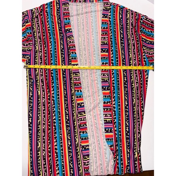 Vibrant Southwest Aztec Print Long Kimono Duster Cardigan Boho Tribal SZ UNKNOWN - Picture 9 of 12
